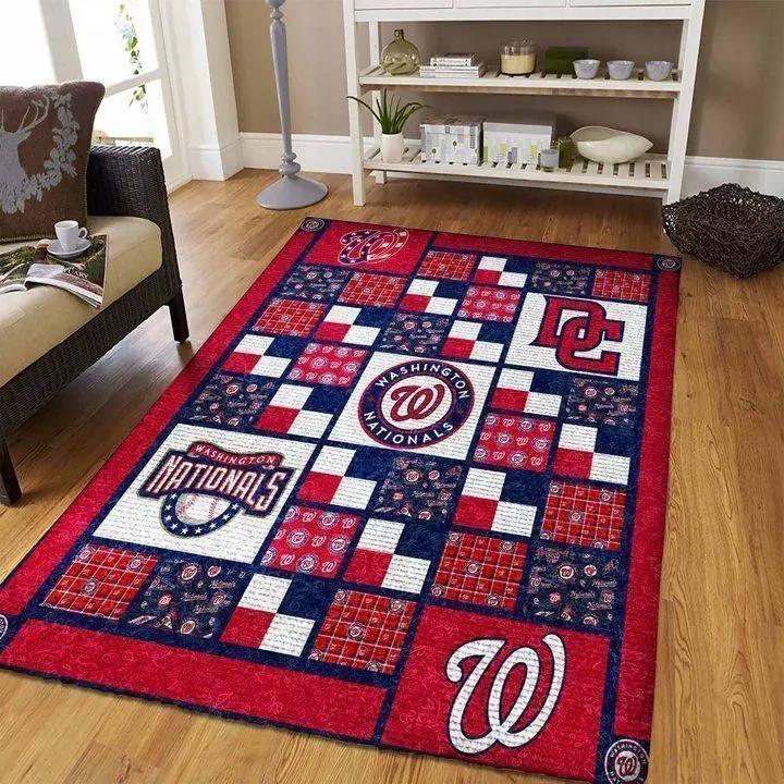 Washington nationals area rug living room rug mlb team logo rug v4246 Rectangle Rug