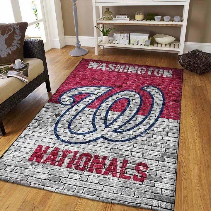 Washington nationals brick style area rug living room rug mlb team logo rug v6689 Rectangle Rug