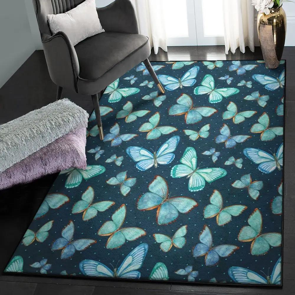 Watercolor pattern area rugs, watercolor blue butterfly gs cl rug Rectangle Rug