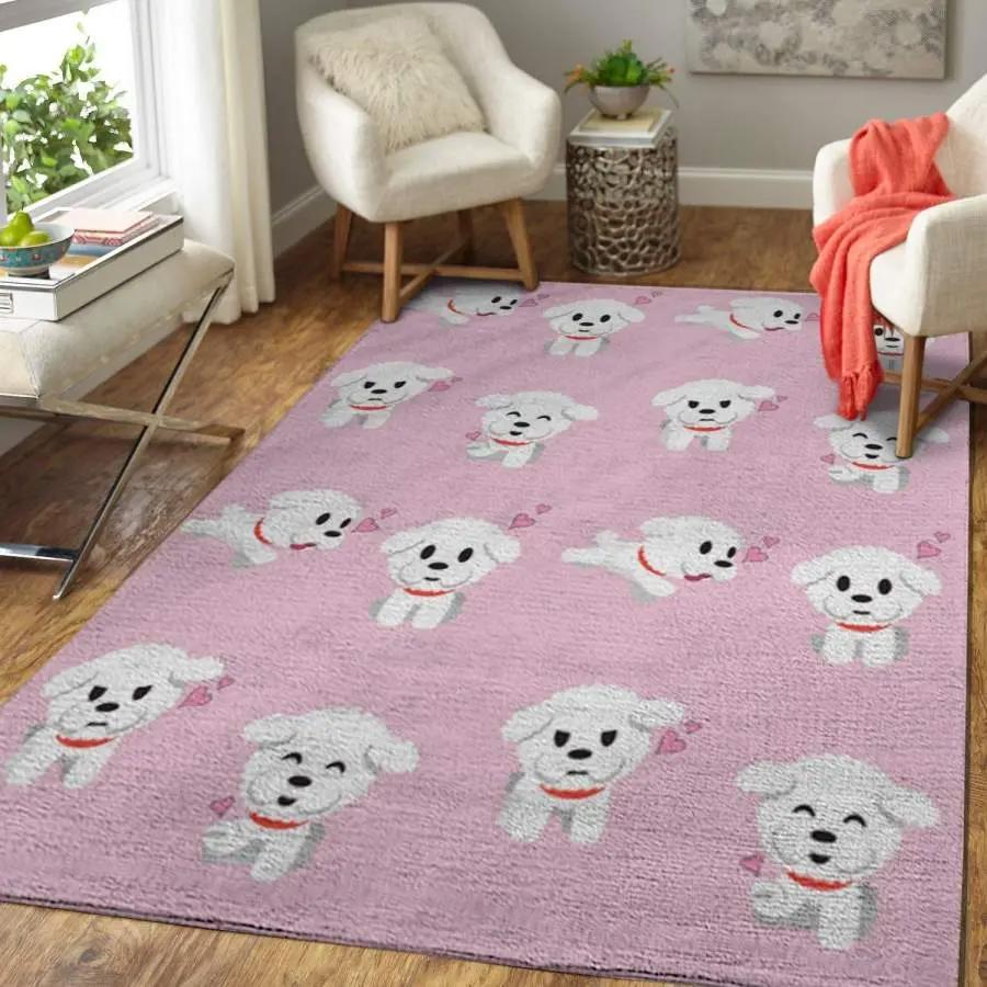 White puppy dog animal rug nice gift area rug living room rug home decor Rectangle Rug