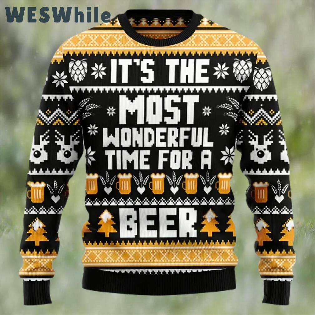 Wonderful time for a beer ugly christmas sweater, faux wool sweater, international beer day, gifts for beer lovers, best christmas gifts for 2022 ? prinvity Christmas Ugly Sweater