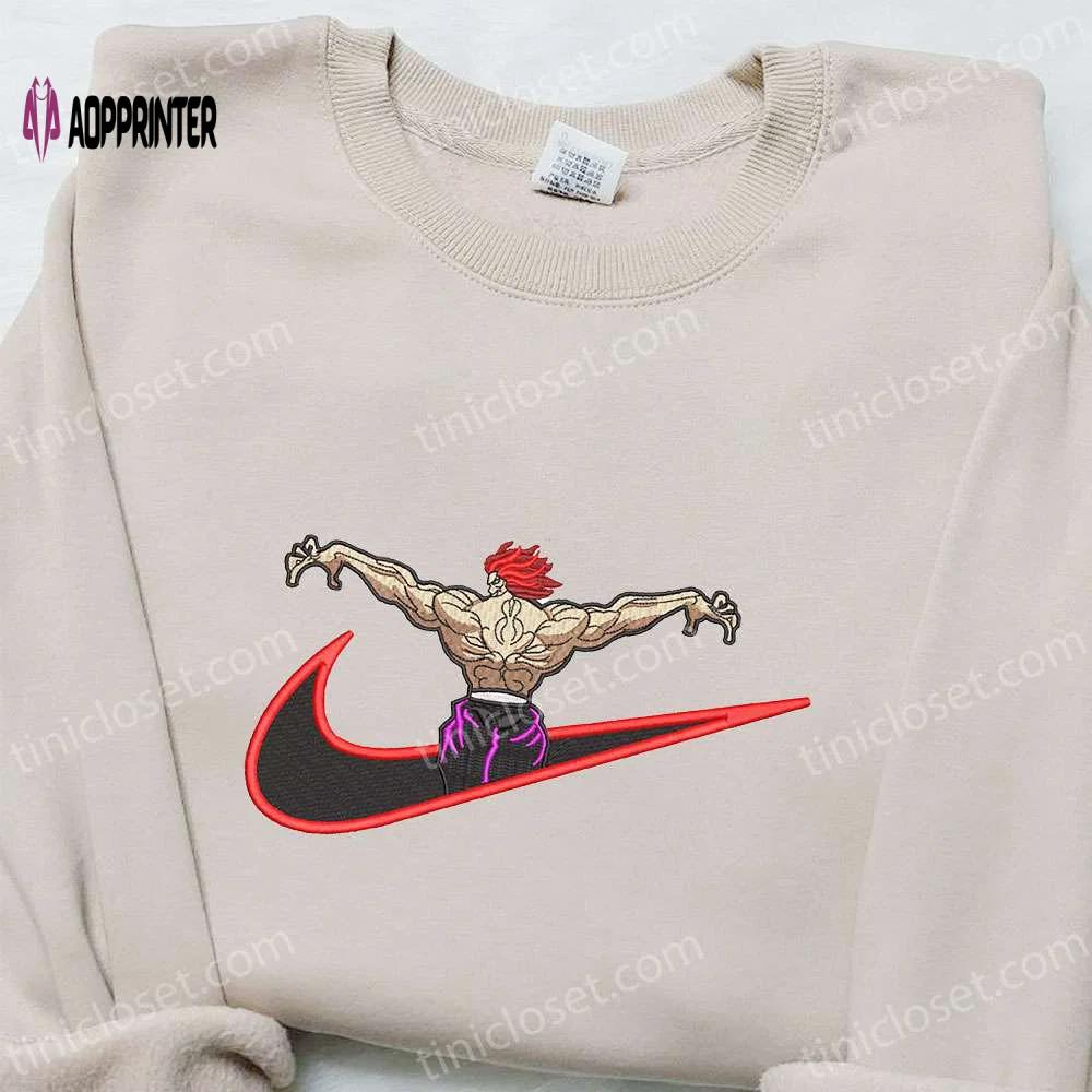 Yujiro hanma x nike swoosh anime embroidered shirt – perfect nike inspired gift for family Embroidered Shirt