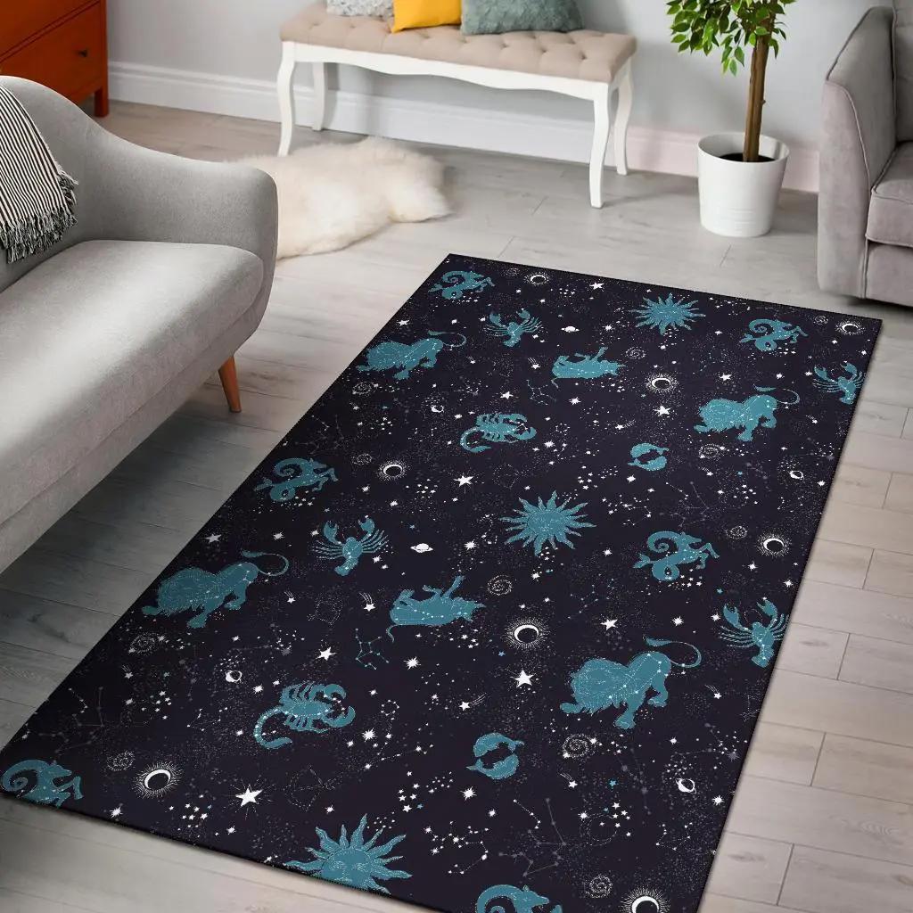 Zodiac constellation pattern print area rug living room rug home decor Rectangle Rug