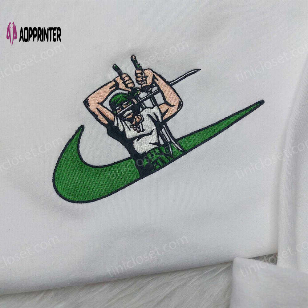 Zoro one piece nike swoosh shirt & sweatshirt anime embroidered hoodie Embroidered Shirt