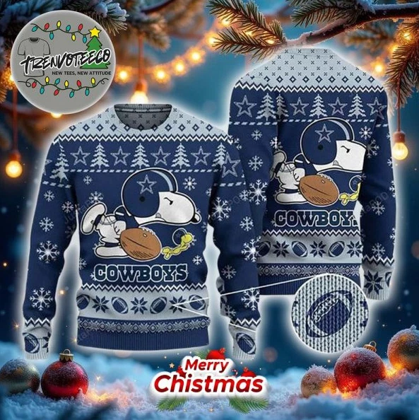 Snoopy dallas nfl football ugly christmas sweater gifts for cowboys fans Christmas Ugly Sweater