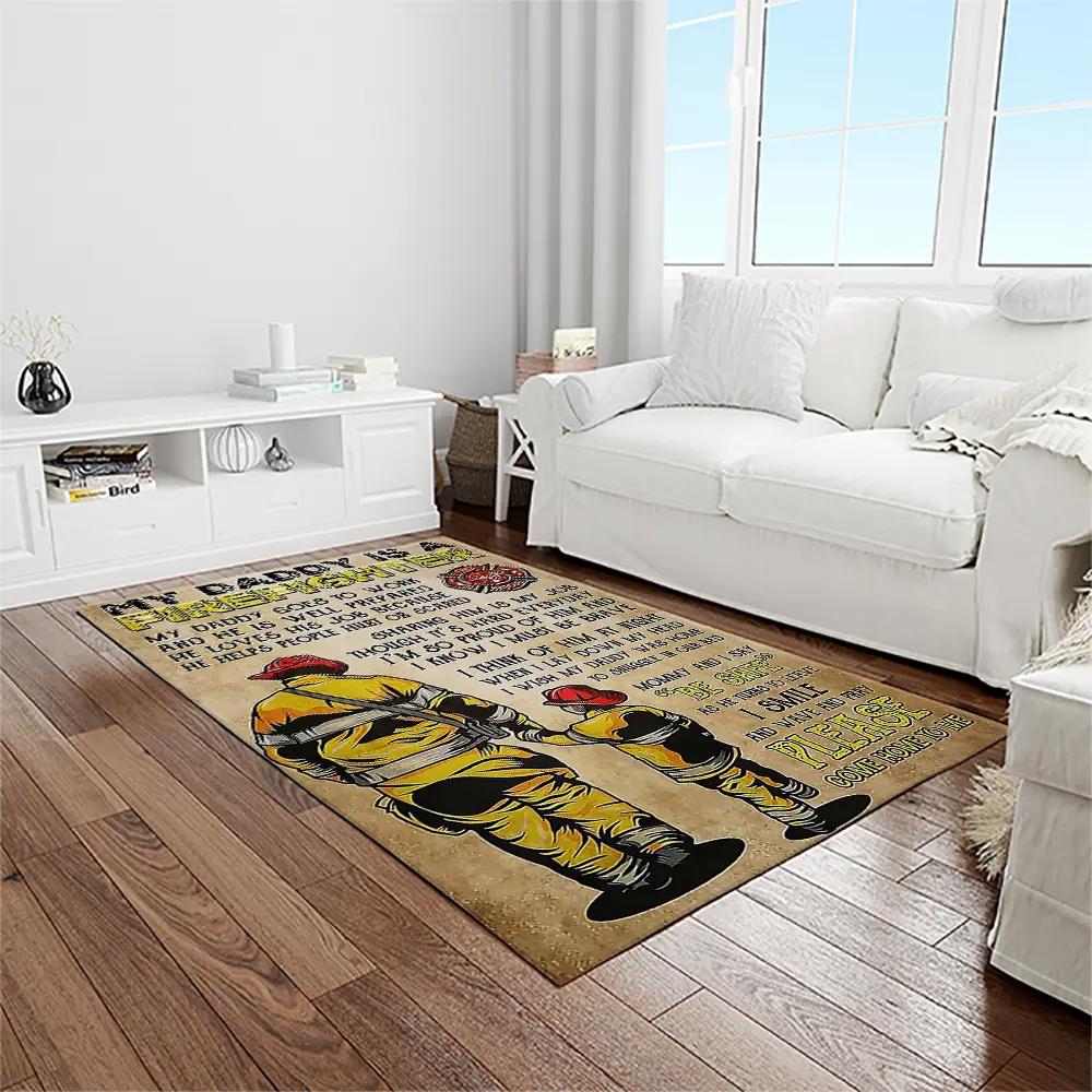 A letter to my dad, my father is a firefighter quote area rug meaningful gift for father’s day 03 Rectangle Rug