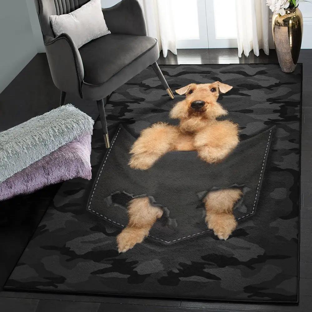 Airedale terrier dog modern rugs, airedale terrier dog pocket gs cl rug Rectangle Rug