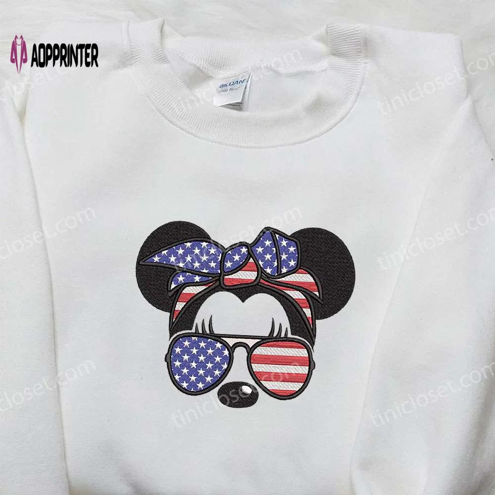 America minnie mouse embroidered shirt disney patriotic shirts Embroidered Shirt