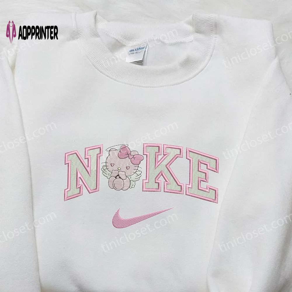 Angel hello kitty x nike embroidered shirt & sweatshirt: best gifts for daughter Embroidered Shirt