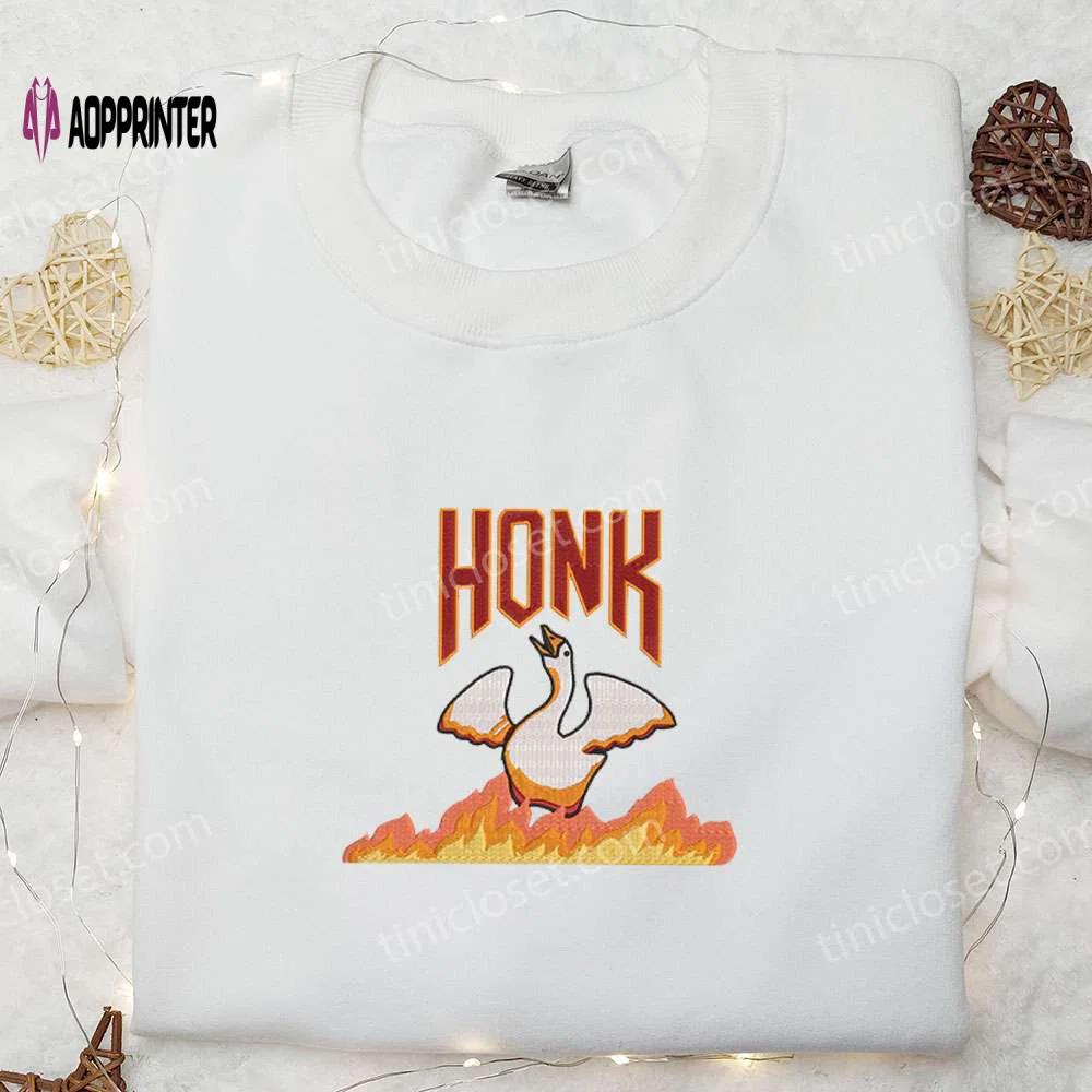Angry silly goose honk embroidered shirt – funny animal design Embroidered Shirt