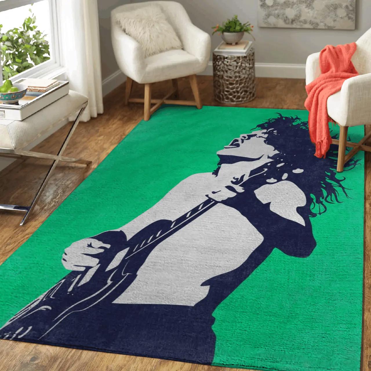 Angus young ac dc band pop art area rug area rug living room carpet rug regtangle carpet floor decor home decor Rectangle Rug