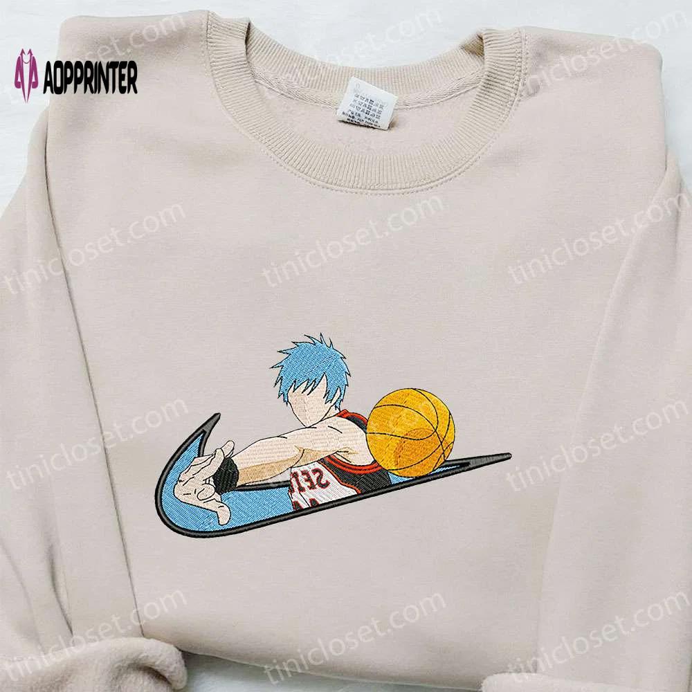 Anime embroidered sweatshirt: tetsuya kuroko x swoosh kuroko no basket shirt – cool anime clothing Embroidered Shirt