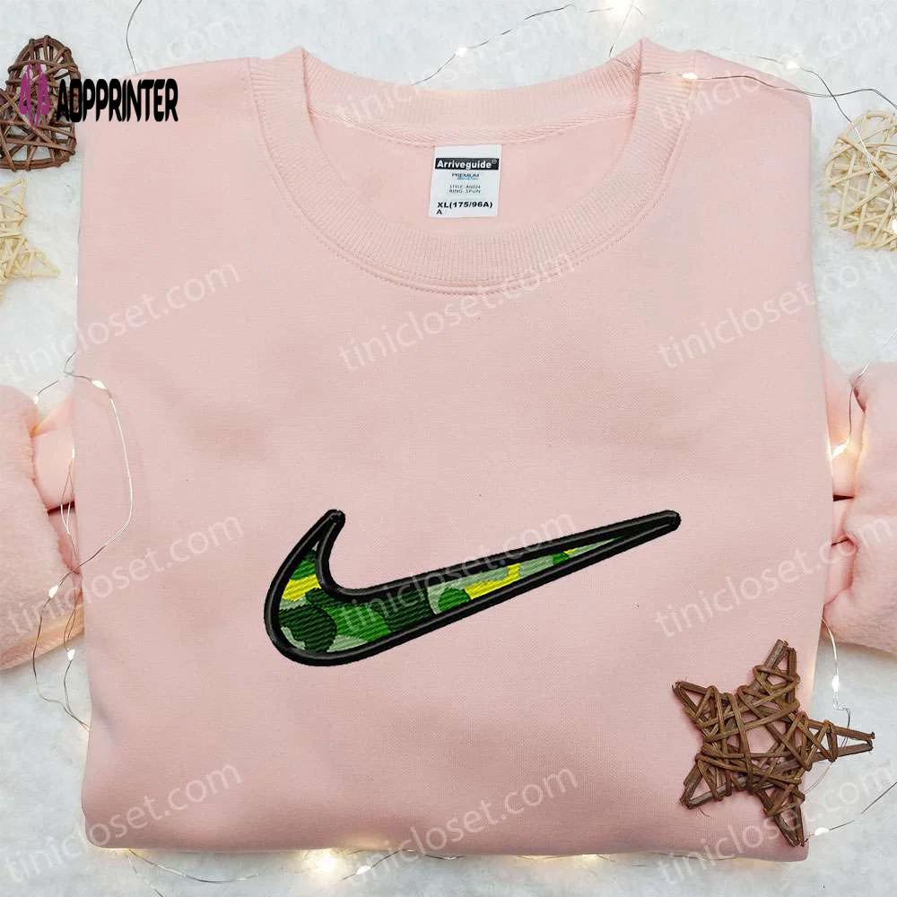 Army x nike swoosh embroidered shirt: best nike inspired gift for family Embroidered Shirt