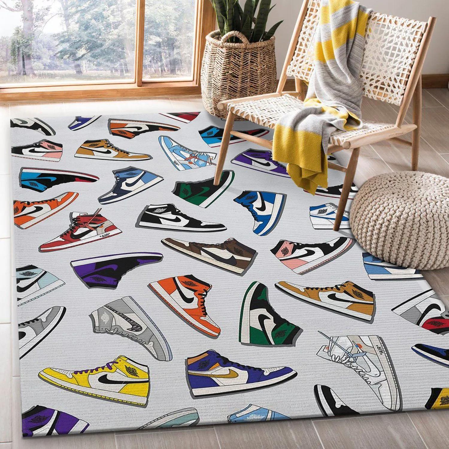 Assorted jordan logo type 88. Upgrade Your Living Room with Luxury Home Decor: Area Carpets, Floor Decor, Door Mats, and Hot Gift Items with style a High-End Fashion Brand Rectangle Rug