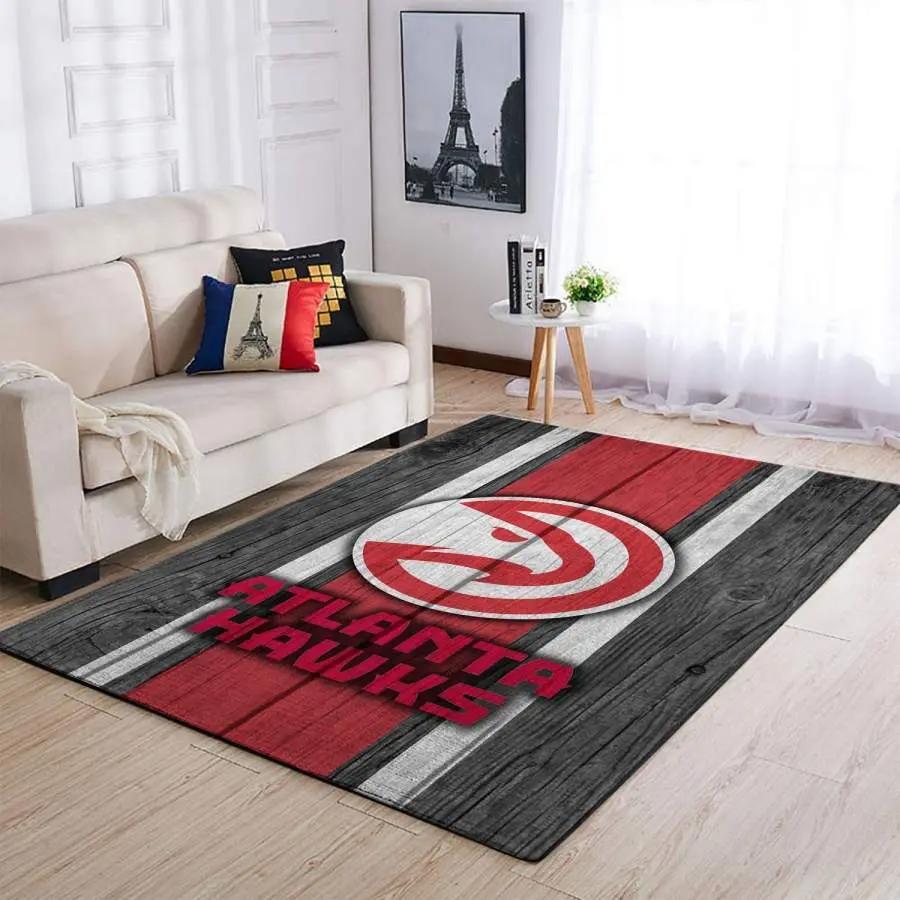Atlanta hawks nba wooden style area rug living room rug living room carpet Rectangle Rug