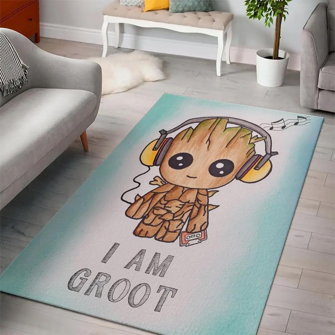 Baby groot guardians of the galaxy marvel movies area rugs living room carpet rug regtangle carpet floor decor home decor Rectangle Rug
