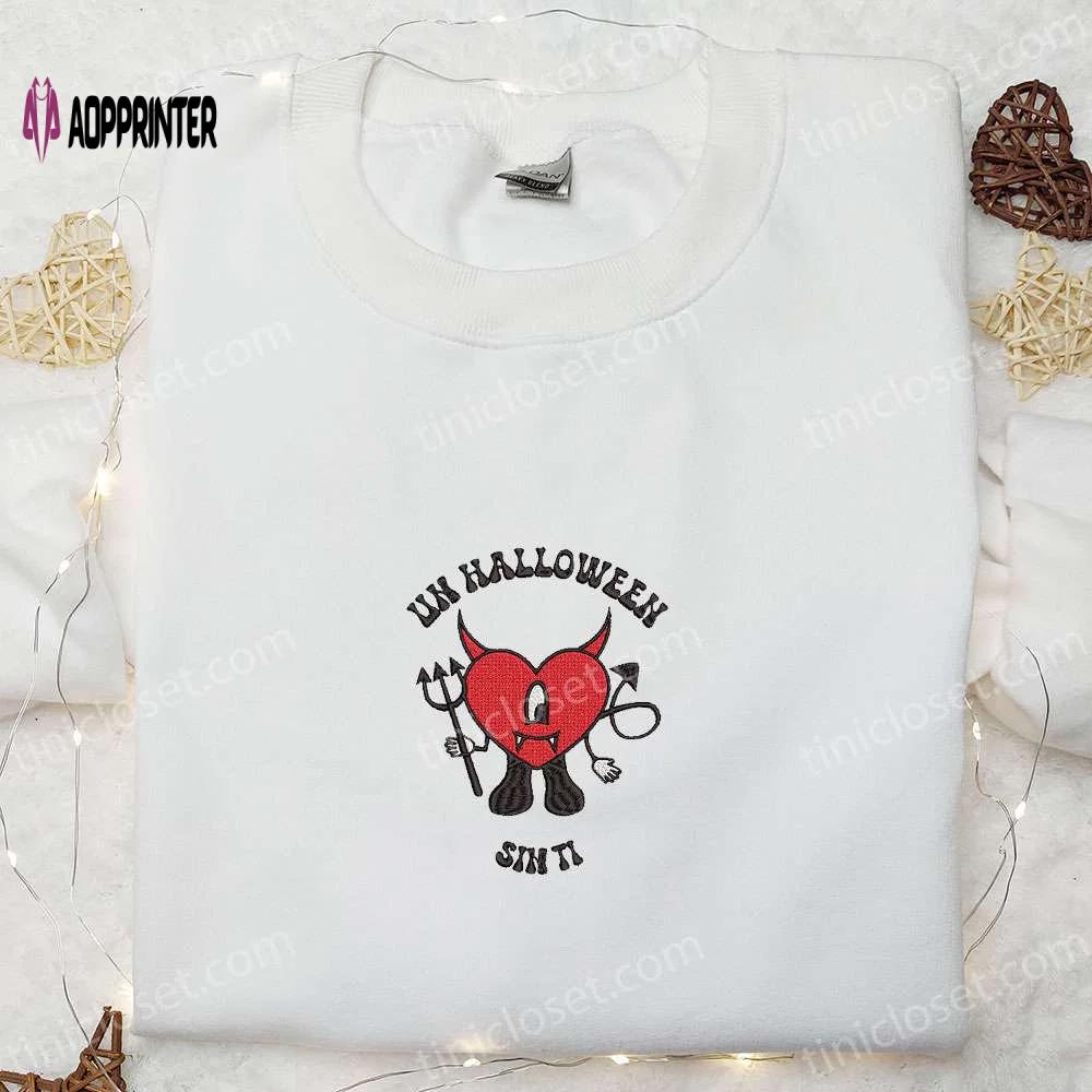 Bad bunny un halloween sin ti embroidered sweatshirt – best halloween gifts & hoodie ideas Embroidered Shirt