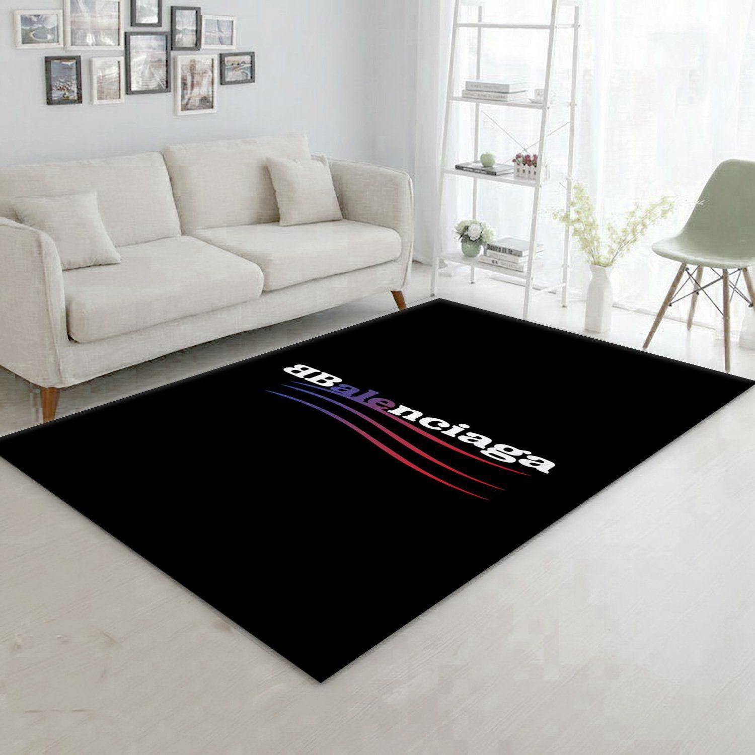 Balenciaga black logo type 595. Upgrade Your Living Room with Luxury Home Decor: Area Carpets, Floor Decor, Door Mats, and Hot Gift Items with style a High-End Fashion Brand Rectangle Rug