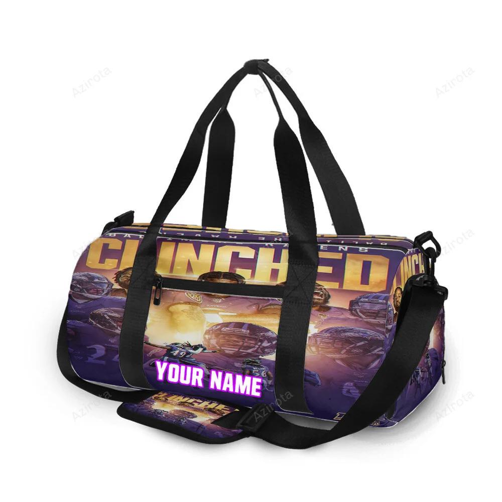 Baltimore ravens clinched team personalized name travel bag gym bag 282 Travel Bag