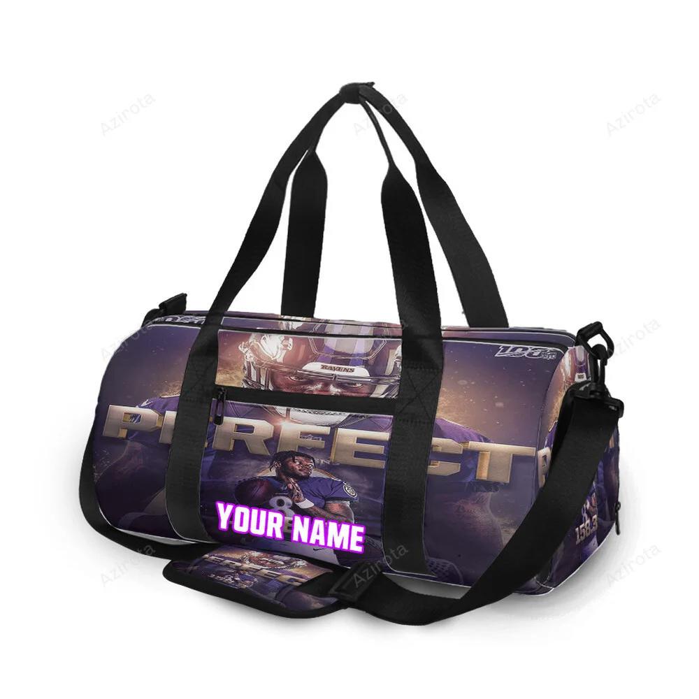 Baltimore ravens lamar jackson 8 v23 personalized name travel bag gym bag 696 Travel Bag