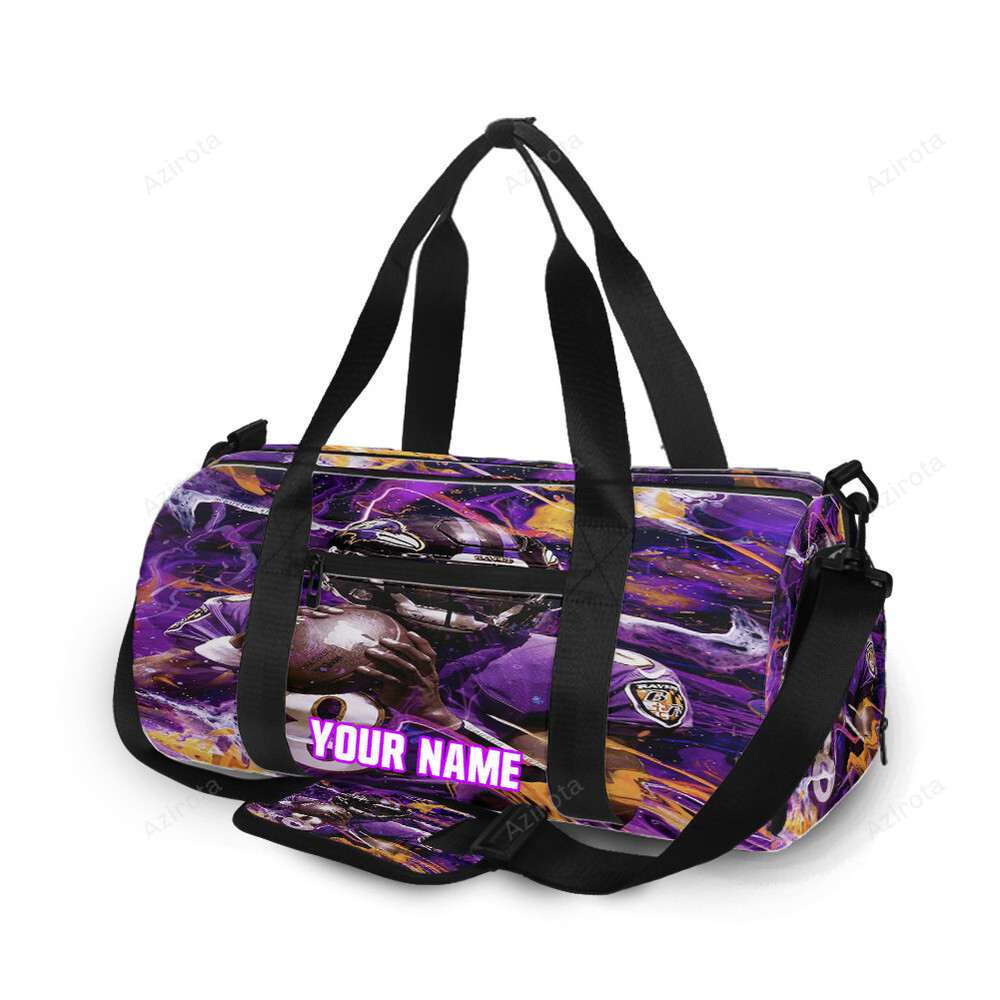 Baltimore ravens lamar jackson 8 v6 painting personalized name travel bag gym bag 1170 Travel Bag