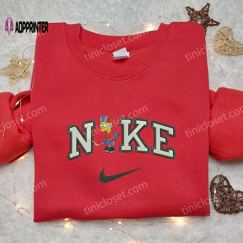 Bart simpson x nike embroidered sweatshirt: cartoon inspired shirt Embroidered Shirt