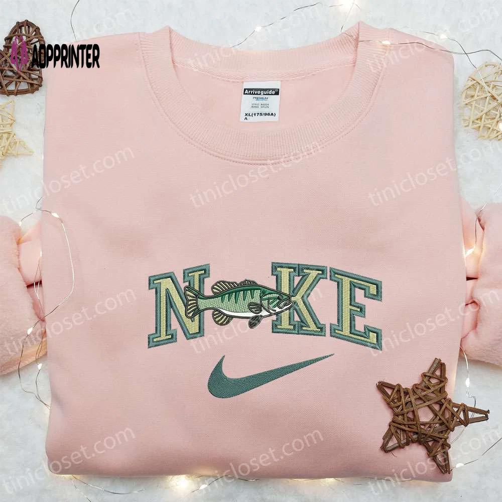 Bass fish x nike embroidered sweatshirt: animal & nike inspired shirt Embroidered Shirt