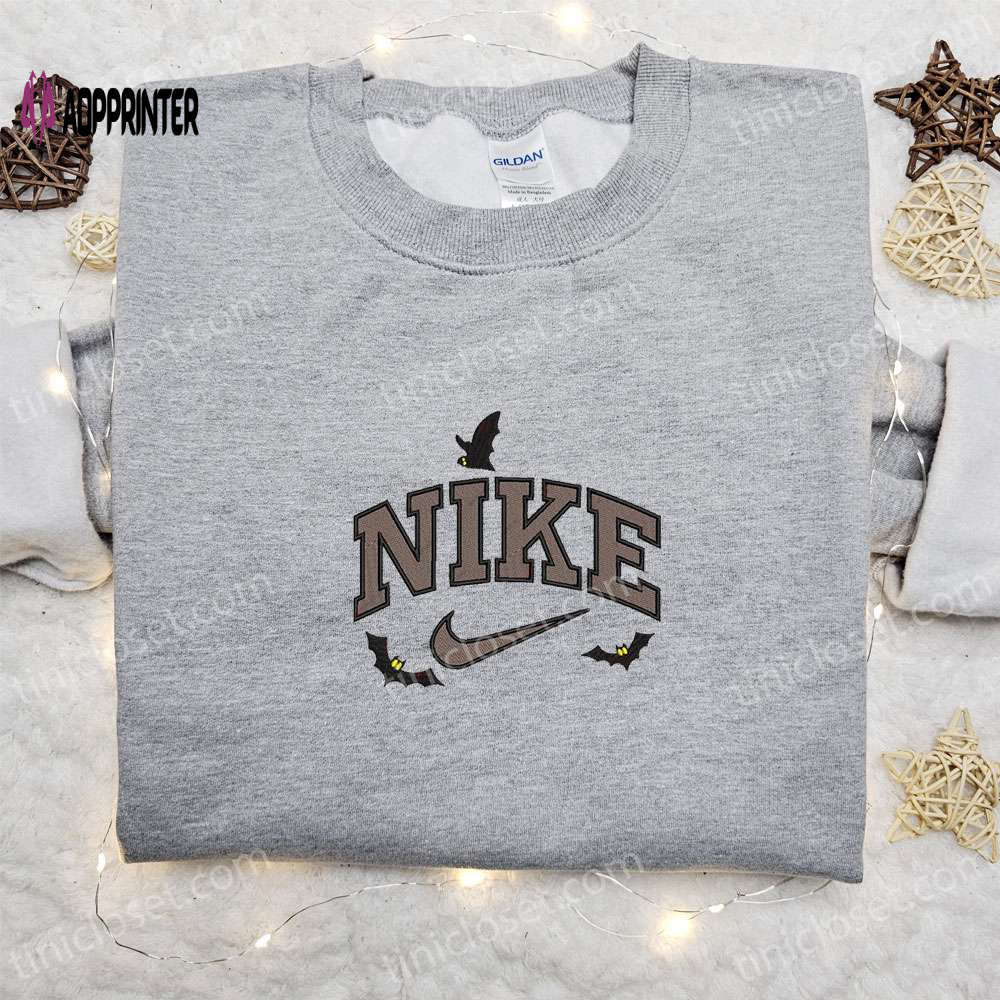 Bats x nike halloween embroidered shirt – best nike inspired gift idea for halloween Embroidered Shirt