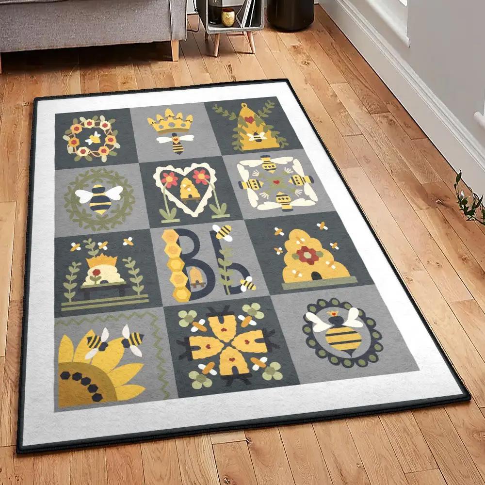 Beehive living room rugs, bee rug Rectangle Rug