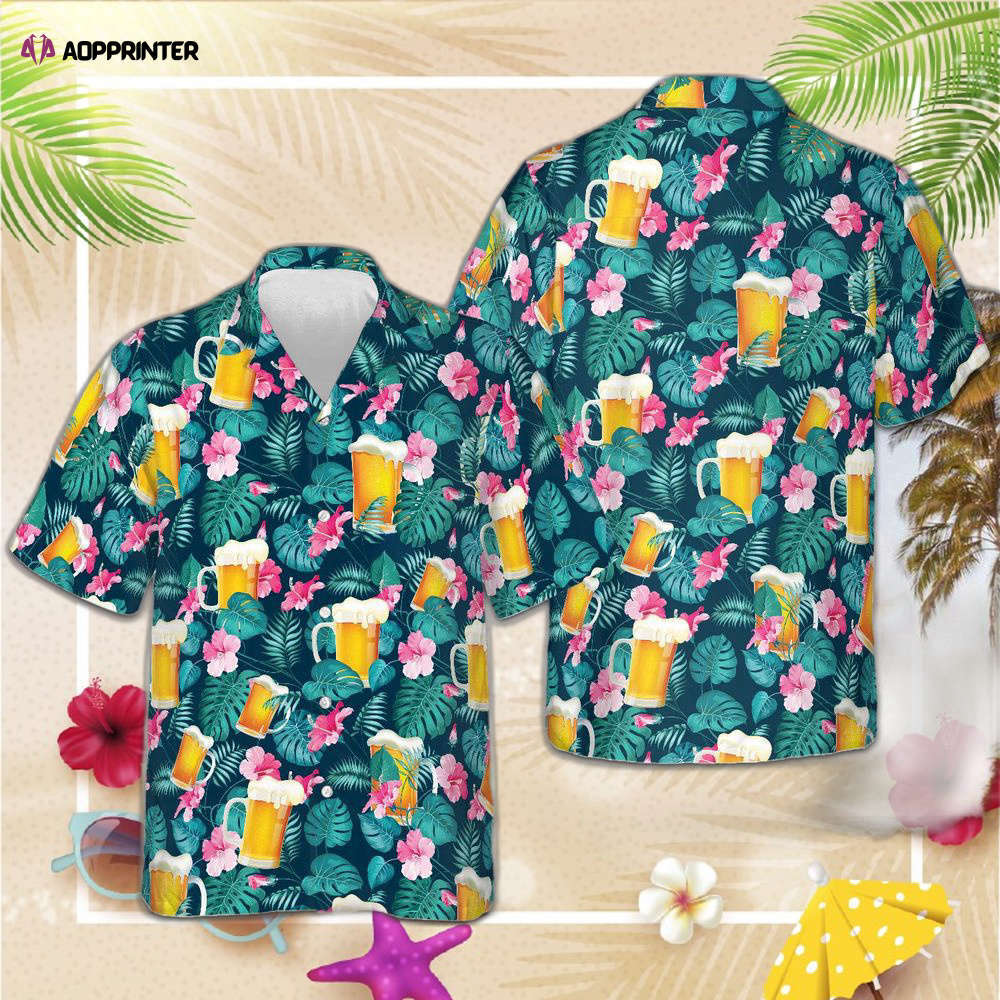 Beer alcohol tropical hawaiian shirt tropical print button shirts for beer lovers Hawaii Shirt