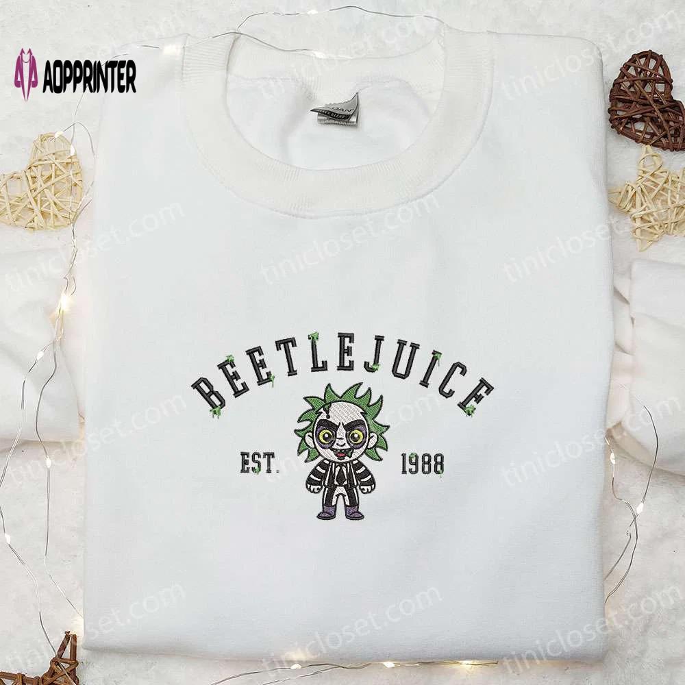 Beetlejuice est 1988 embroidered shirt: best horror movie halloween gift for family Embroidered Shirt
