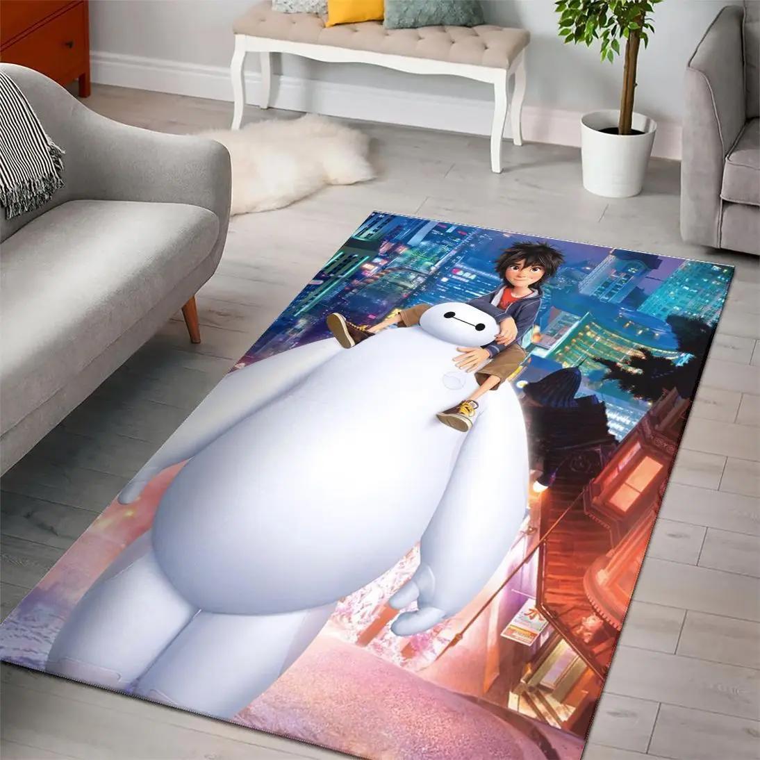 Big hero baymax grey wooden style nice gift home decor rectangle area rug living room rug home decor Rectangle Rug