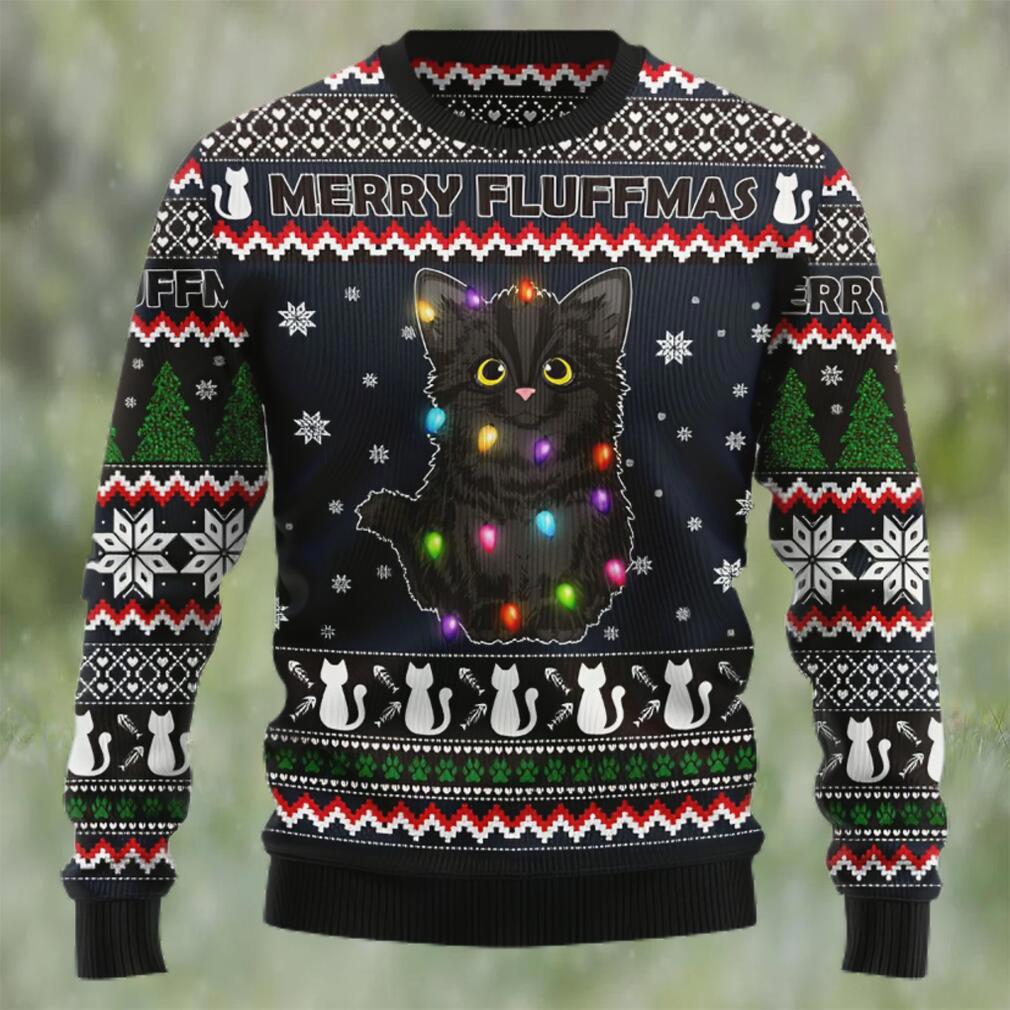 Black cat fluffmas ugly christmas sweater Christmas Ugly Sweater
