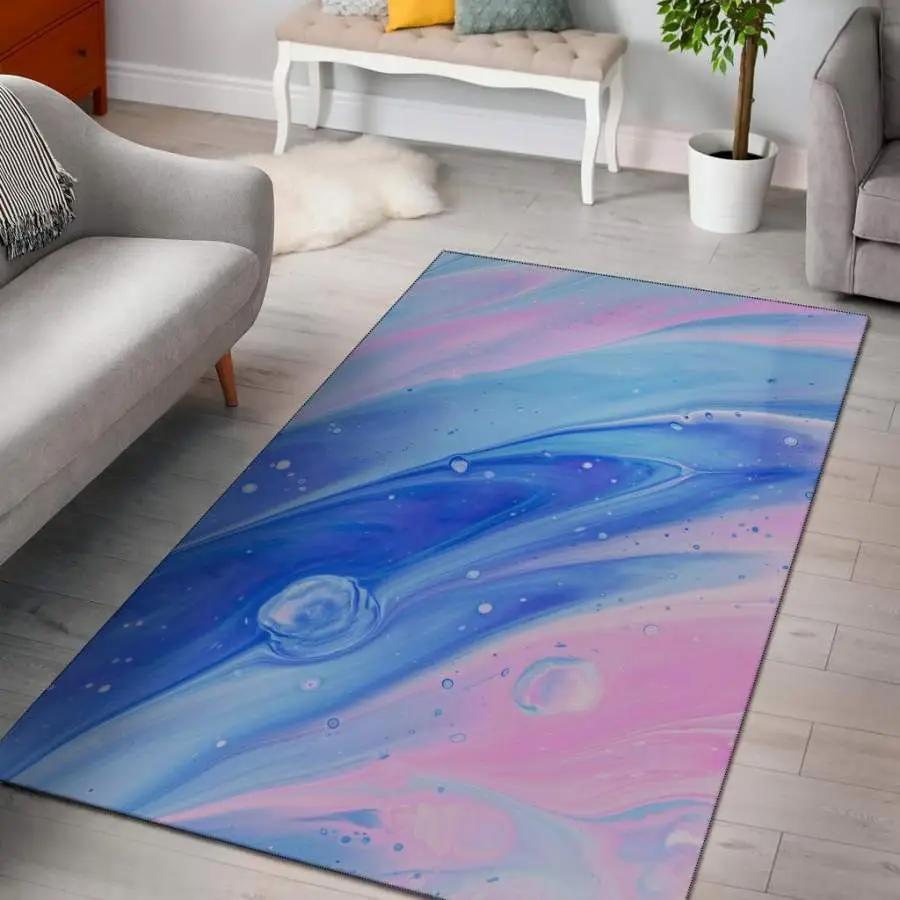 Blue pink abstract painting area rug living room rug home decor carpet Rectangle Rug