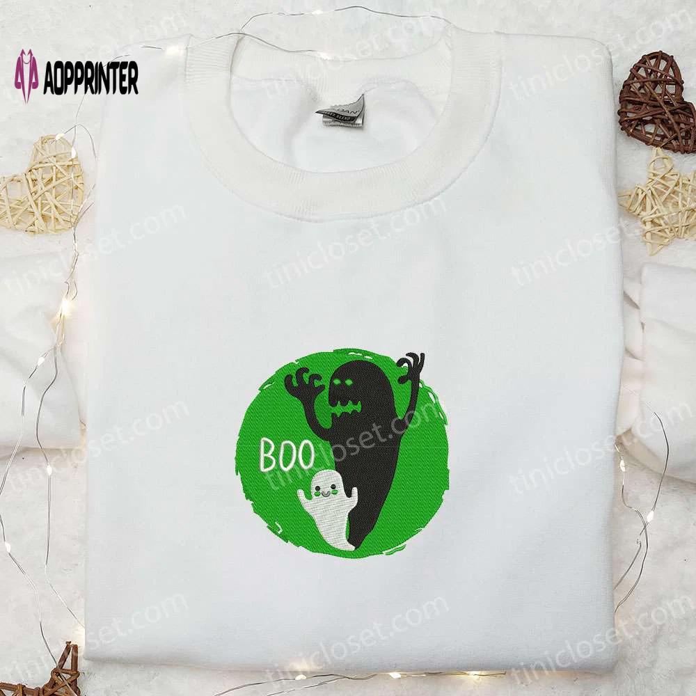 Boo ghost embroidered shirt – spooky halloween gift idea Embroidered Shirt
