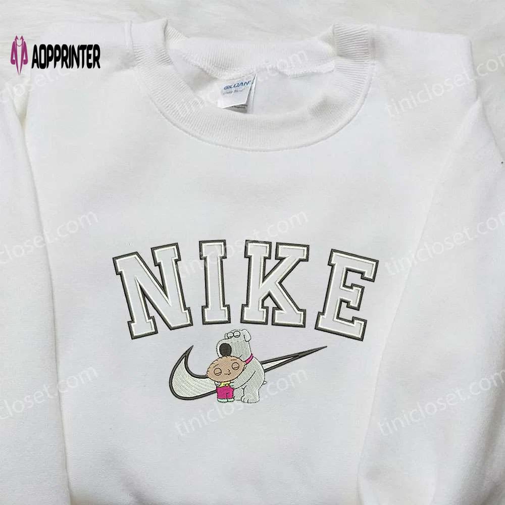 Brian & stewie x nike embroidered sweatshirt: family guy cartoon inspired shirt Embroidered Shirt