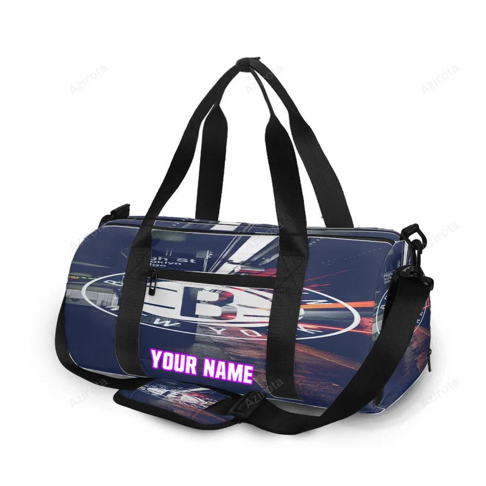 Brooklyn nets ball subway station personalized name travel bag gym bag 447 Travel Bag