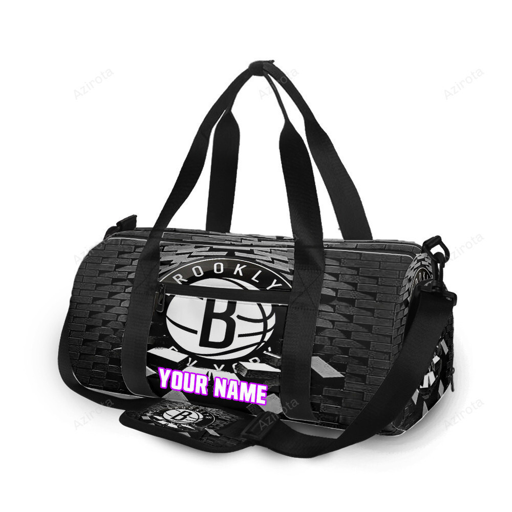Brooklyn nets brick wall personalized name travel bag gym bag 1368 Travel Bag