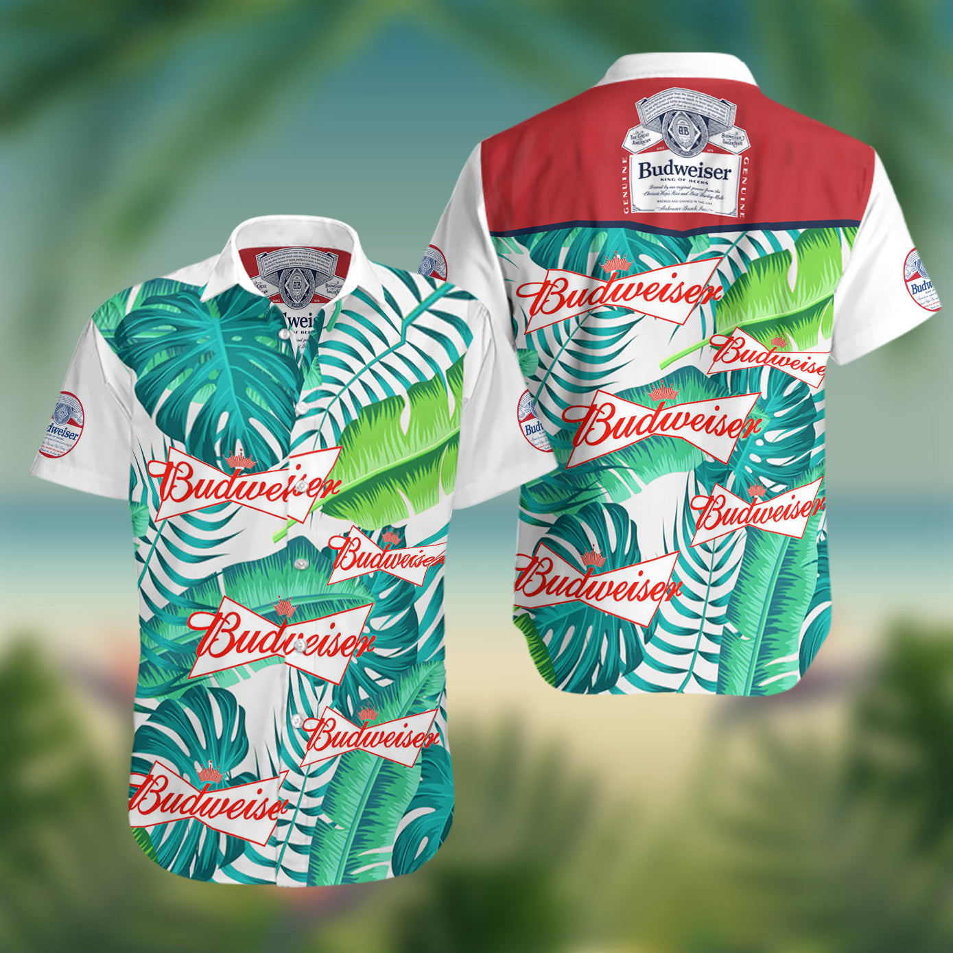 Budweiser beer summer hawaiian beach shirt Hawaii Shirt Shorts & Flip Flops