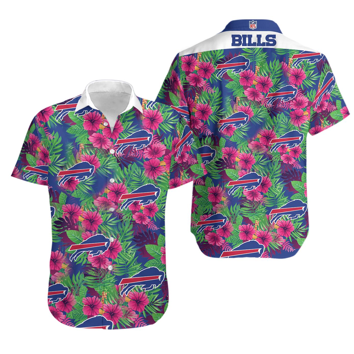Buffalo bills hawaiian shirt buffalo bills hibiscus flowers pink blue hawaii shirt Hawaii Shirt Shorts & Flip Flops