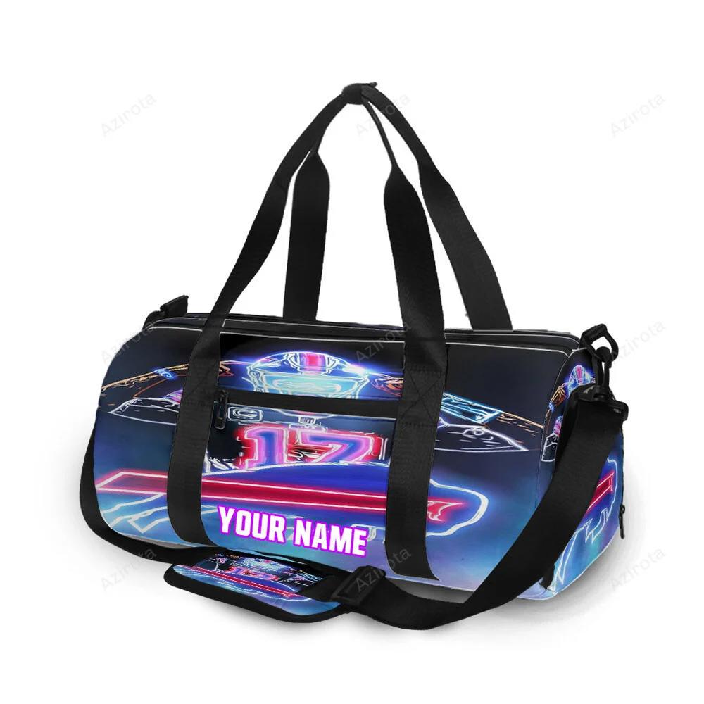 Buffalo bills josh allen neon personalized name travel bag gym bag 623 Travel Bag