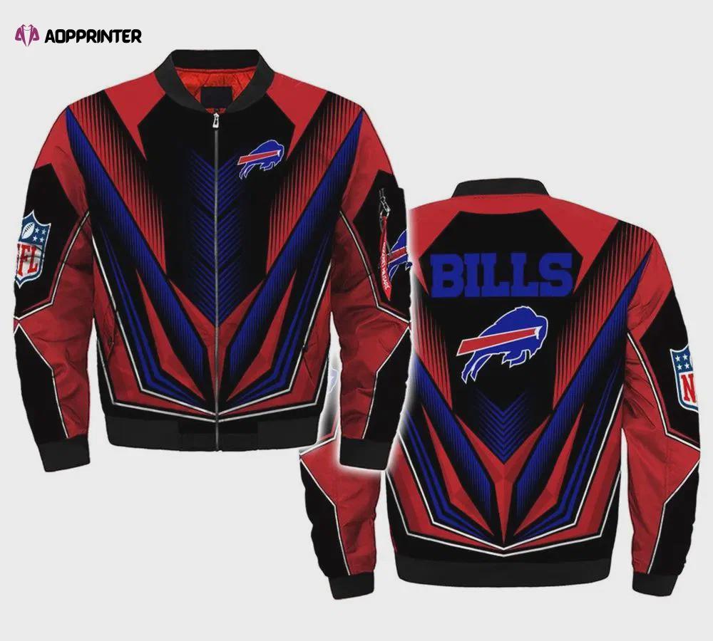 Buffalo bills team logo bomber jacket – red black and blue Bomber Jacket