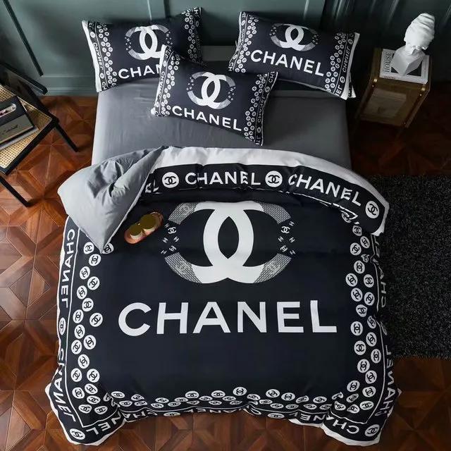 Chanel black bedding 3d printed bedding sets quilt sets duvet cover luxury brand bedding decor bedroom sets best luxury bed sets gift thankgivings and christmas Bedding Sets