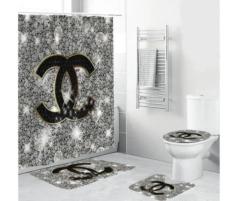 Chanel grey fashion logo limited luxury brand bathroom set home decor Bathroom Set