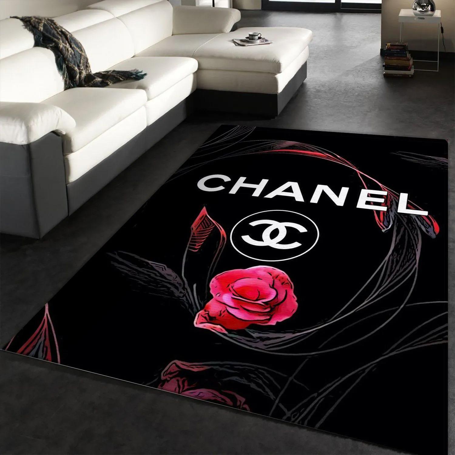 Chanel logo type 198. Upgrade Your Living Room with Luxury Home Decor: Area Carpets, Floor Decor, Door Mats, and Hot Gift Items with style a High-End Fashion Brand Rectangle Rug