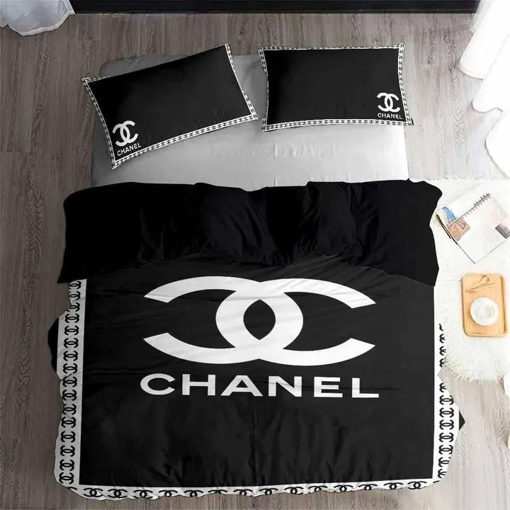 Chanel logo type 375 Bedding Sets home decor blankets bedspread bedclothes luxury ideas duvet premium fashion brand bed linen covers sheets hyperbeast Bedroom