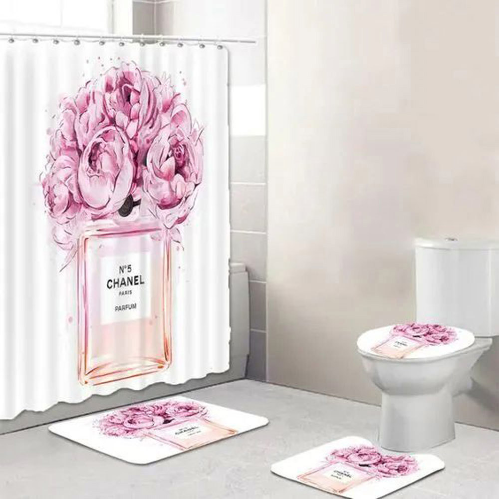 Chanel perfume bathroom set bath mat luxury fashion brand hypebeast home decor Bathroom Set