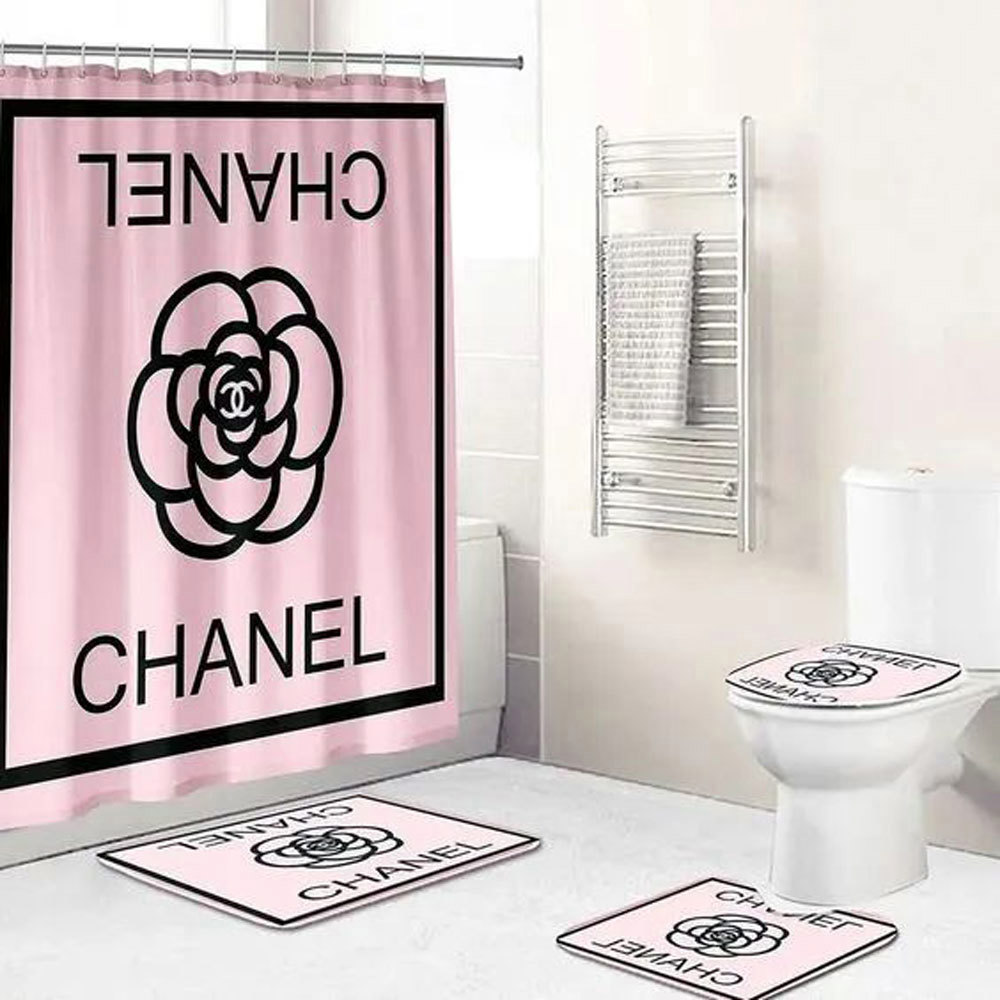 Chanel pink bathroom sets home decor bath mat hypebeast luxury fashion brand Bathroom Set
