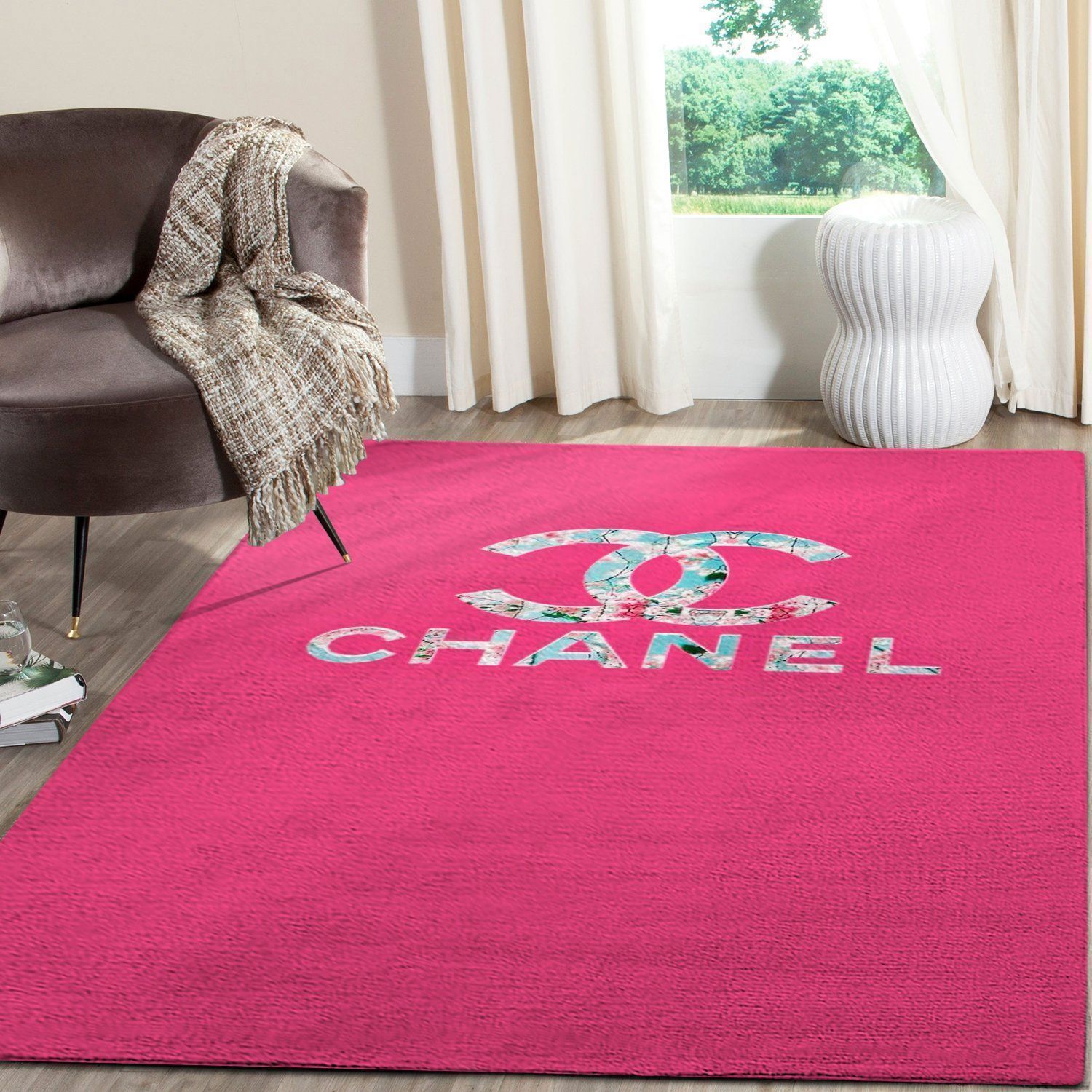 Chanelpinky logo type 535. Upgrade Your Living Room with Luxury Home Decor: Area Carpets, Floor Decor, Door Mats, and Hot Gift Items with style a High-End Fashion Brand Rectangle Rug