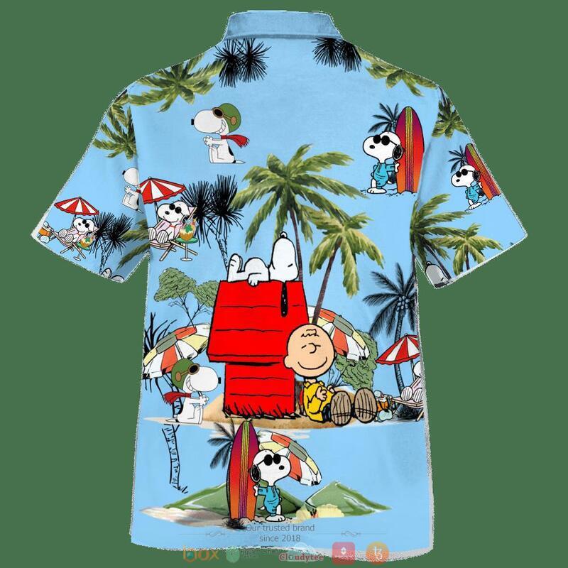 Charlie brown and snoopy beach blue hawaiian shirt Hawaii Shirt Shorts & Flip Flops